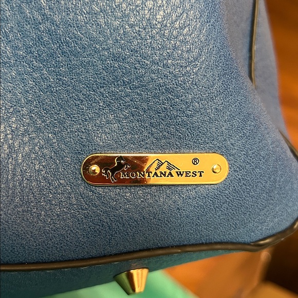 Montana West Royal Blue Studded Pebbled purse - Picture 3 of 4